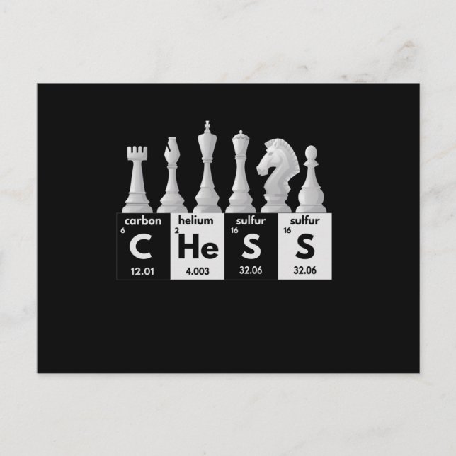 Cartão Postal Funny Chess Player Game Board Periodic Table Gift (Frente)