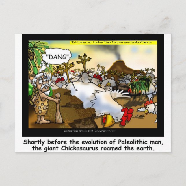 Cartão Postal Funny Chicken (Chickasaurus) Tees Mugs Cards Etc (Frente)