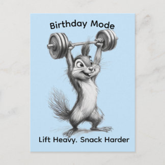 Cartão Postal Funny Chipmunk Postcard - Birthday Mode Gym Art