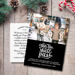 Cartão Postal Funny Christmas Holiday Family Photo Custom Text<br><div class="desc">A Fun holiday photo postcard featuring calligraphy type that reads "This too shall pass" and your family photo.  Add your custom greeting and family names.  A card that's sure to bring a smile to friends and family.</div>