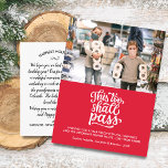 Cartão Postal Funny Christmas Holiday Family Photo Custom Text<br><div class="desc">A Fun holiday photo postcard featuring calligraphy type that reads "This too shall pass" and your family photo.  Add your custom greeting and family names.  A card that's sure to bring a smile to friends and family.</div>