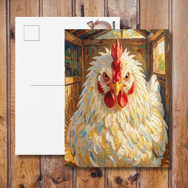 Cartão Postal Funny Close Up of Impasto Chicken | Saying Hi (Criador carregado)
