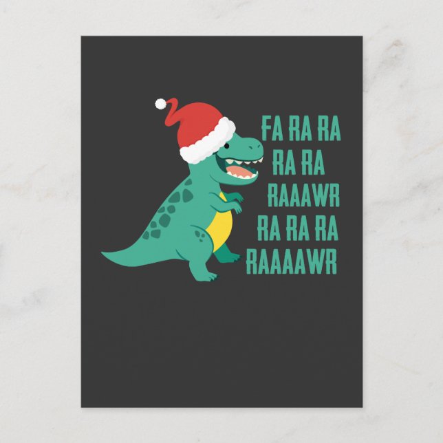 Cartão Postal Funny Dinosaur Fa Ra Rawr Rawr natal TR xmas (Frente)
