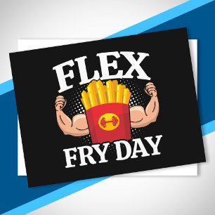 Cartão Postal Funny Flex Friday Gym Fitness Quote French Fries