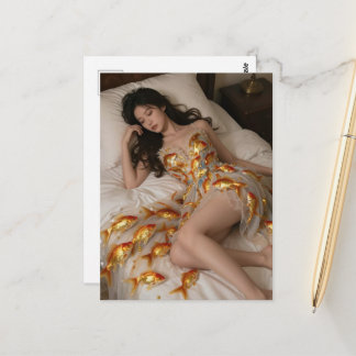 Cartão Postal Funny Goldfish Dress