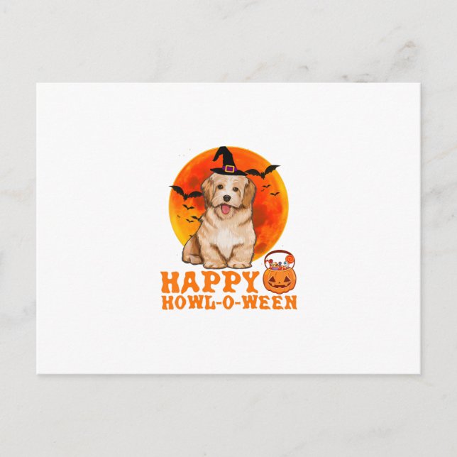 Cartão Postal Funny Havanese Dog Halloween Happy (Frente)