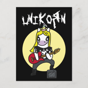Cartão Postal Funny Heavy Metal Unicorn