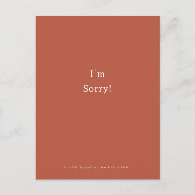 Cartão Postal Funny I'm Sorry Apology Apologies Apologize (Frente)