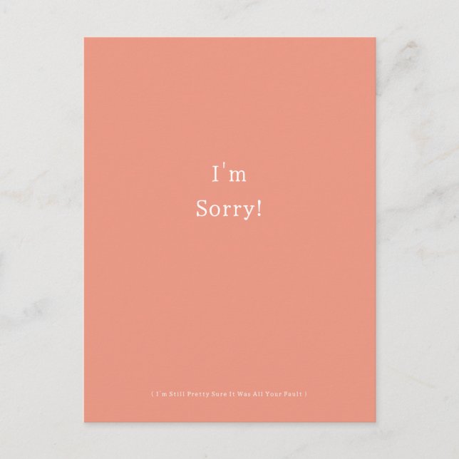 Cartão Postal Funny I'm Sorry Apology Apologies Apologize (Frente)