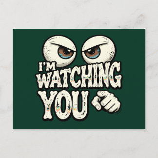 Cartão Postal Funny "I'M WATCHING YOU" Retro Eyes Greeting Card 