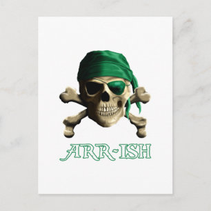 Cartão Postal Funny Irish Jolly Roger Pirate Skull ARR-ISH