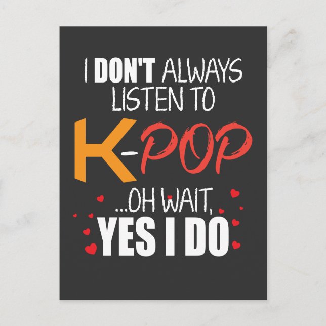Cartão Postal Funny K-Pop Gift Idea Coreano Music Lover (Frente)
