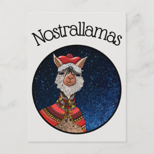 Cartão Postal Funny Kawaii Nostradamus Llama Pun Halloween