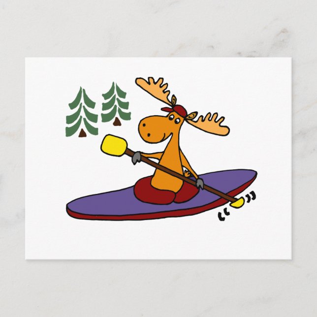 Cartão Postal Funny Kayaking Moose (Frente)