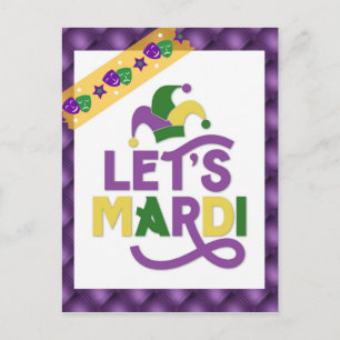 Cartão Postal Funny Mardi Gras Purple Dourado
