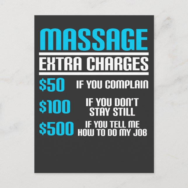 Cartão Postal Funny Massage Therapist - Massage Extra Charges (Frente)