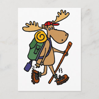 Cartão Postal Funny Moose Hiker