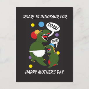 Cartão Postal Funny Mothers Day Roar Dinosaur Personalize
