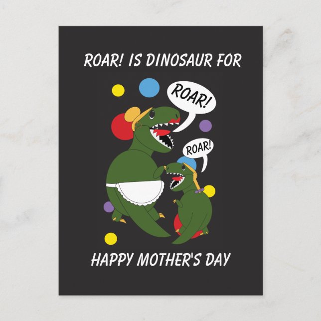Cartão Postal Funny Mothers Day Roar Dinosaur Personalize (Frente)