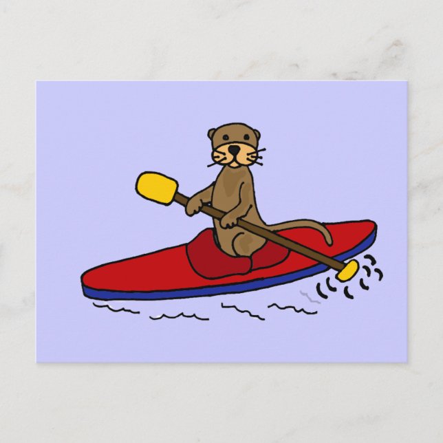 Cartão Postal Funny Otter Kayaking (Frente)