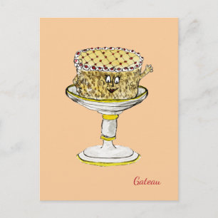 Cartão Postal Funny Quirky Cute Gateau Weird Cake Art Humor