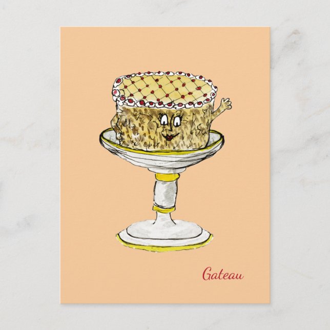 Cartão Postal Funny Quirky Cute Gateau Weird Cake Art Humor (Frente)