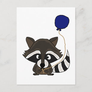 Cartão Postal Funny Raccoon Holding Balão