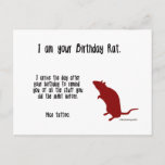 Cartão Postal Funny Rat Birthday Card<br><div class="desc">The Birthday Rat helps your friends and family celebrate all their questionable decisions.</div>