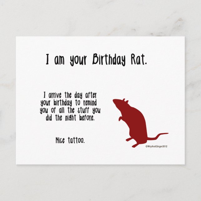 Cartão Postal Funny Rat Birthday Card (Frente)