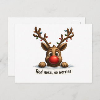 Cartão Postal 🎄 Funny Reindeer Holiday Card 🦌✨