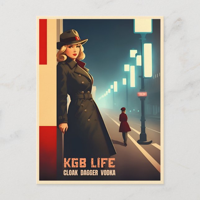 Cartão Postal Funny Retro Guerra Fria USSR KGB Humor soviético (Frente)