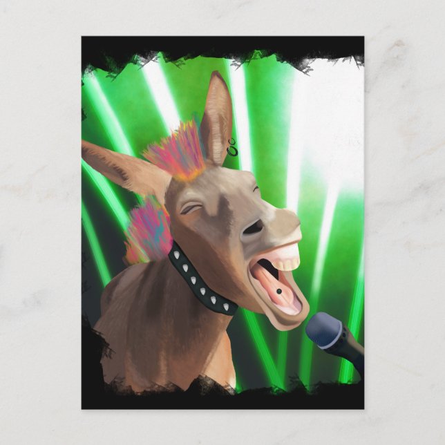 Cartão Postal Funny Rockstar Donkey (Frente)