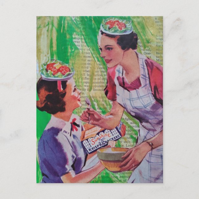 Cartão Postal Funny Salad Hats collage (Frente)