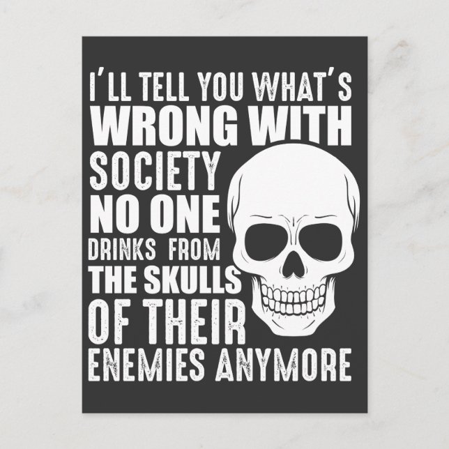 Cartão Postal Funny Sarcastic Wong Society Skull Enemy Sangue (Frente)