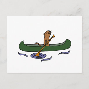 Cartão Postal Funny Sea Otter Rwing em Canoagem