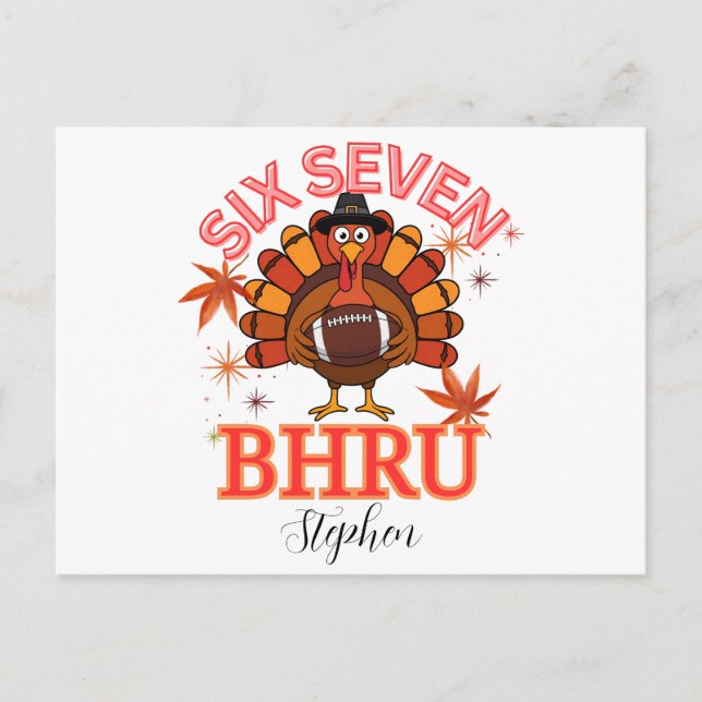 Cartão Postal Funny Six Seven Meme Turkey Bruh,Postcard (Frente)