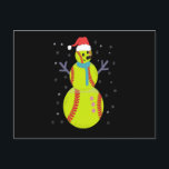 Cartão Postal Funny Softball Snowman Christmas New Year Gift<br><div class="desc">funny, christmas, newyear, holiday, winter, family, santa, snowman, softball, gift</div>