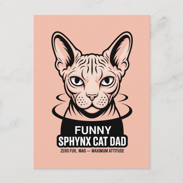 Cartão Postal Funny Sphynx Cat Dad Vector Art (Frente)