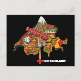 Cartão Postal Funny Switzerland Souvenir Toblerone Swiss Map