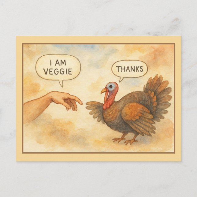 Cartão Postal Funny Vegetarian Thanksgiving  (Frente)