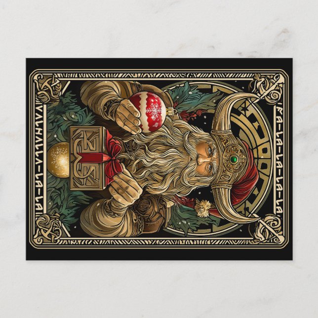 Cartão Postal Funny Viking Santa Claus Valhalla Christmas Yule  (Frente)