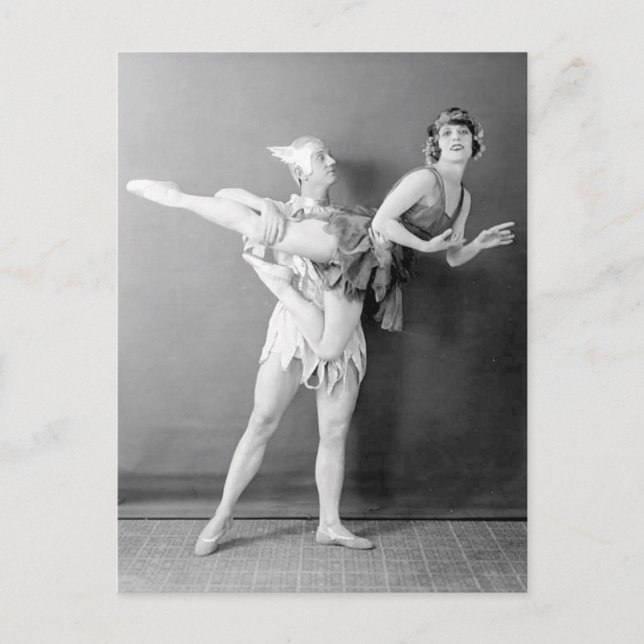 Cartão Postal Funny Vintage Dancer Duo Voando Vaudeville (Frente)