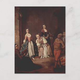 Cartão Postal Furlana (dança veneziana) por Pietro Longhi