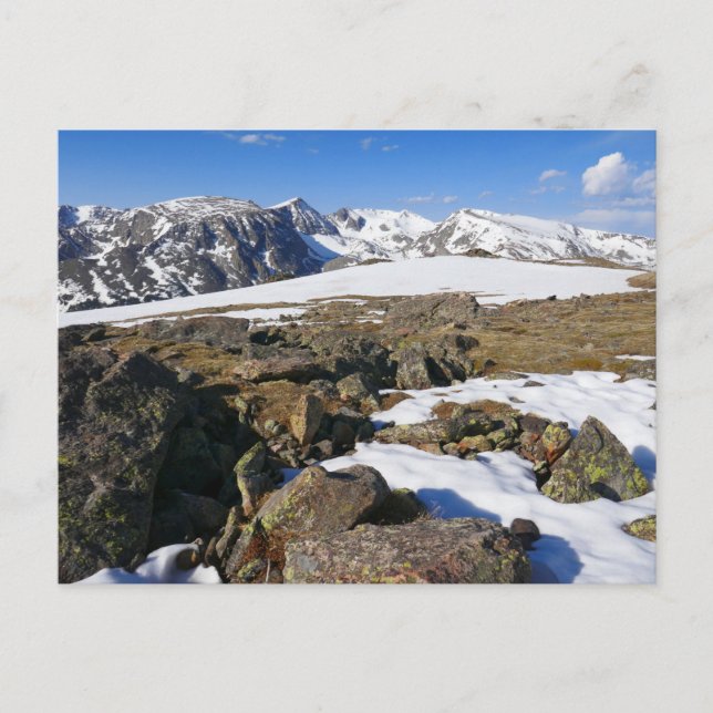 Cartão Postal Fusão de neve nas montanhas rochosas (Frente)