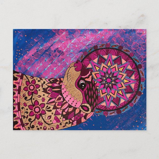 Cartão Postal Fushia Floral Otter (Frente)