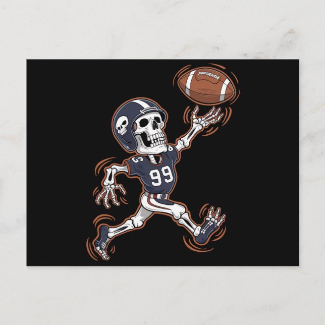 Cartão Postal Futebol americano Skeleton Halloween (Frente)
