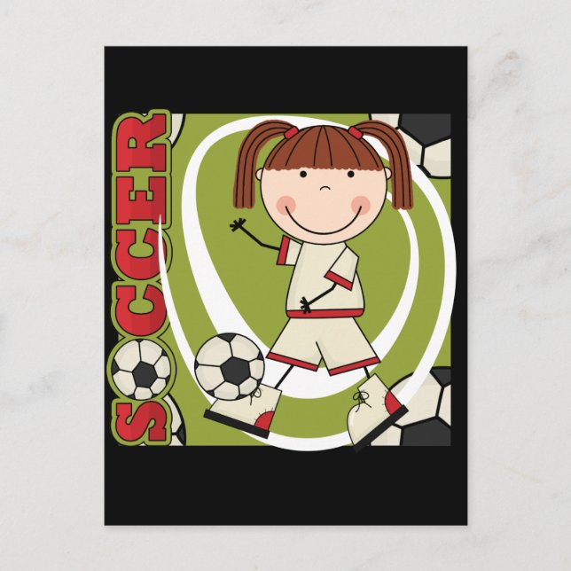 Cartão Postal Futebol Brunette Girl T-shirts e presentes (Frente)