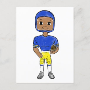 Cartão Postal futebolista retrô vintage azul amarelo simples