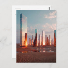 Cartão Postal Futuristic Surreal Mirror Towers In Desert