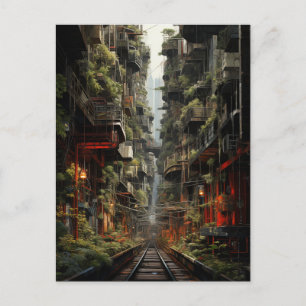 Cartão Postal Futurística Fusão de Manhattan e Bangkok